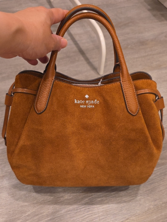 kate spade Handbags - NWT Kate Spade Suede Dumpling Satchel Handbag In Warmgingerbread Color.